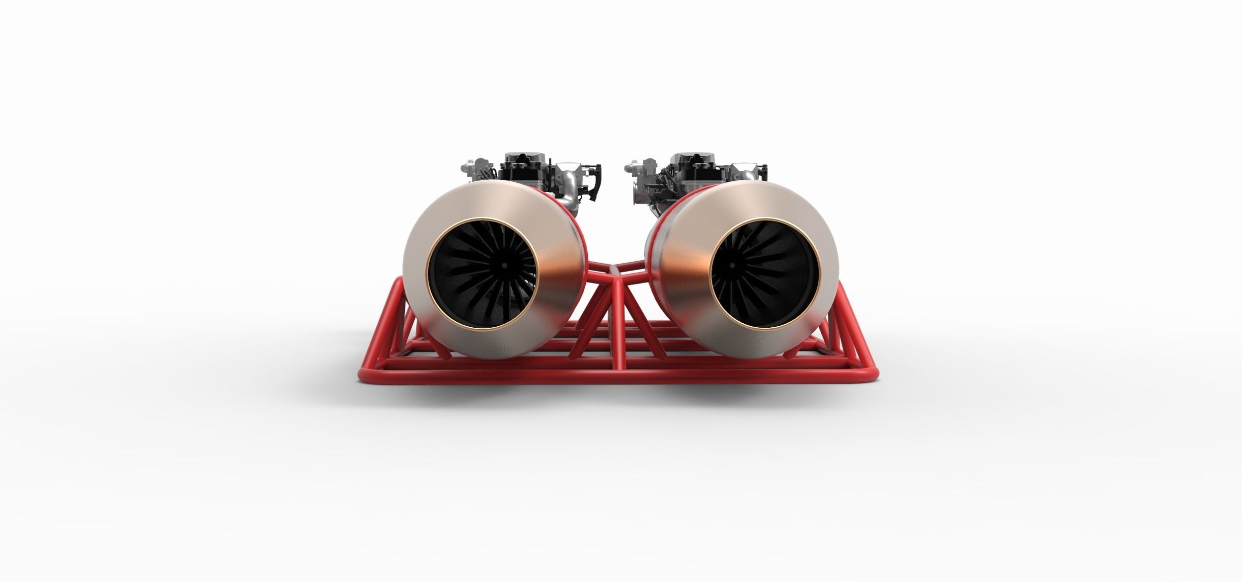 Jet engines with frame 3D model_12
