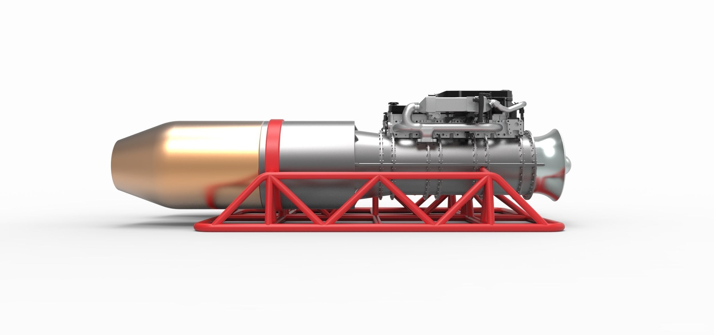 Jet engines with frame 3D model_6