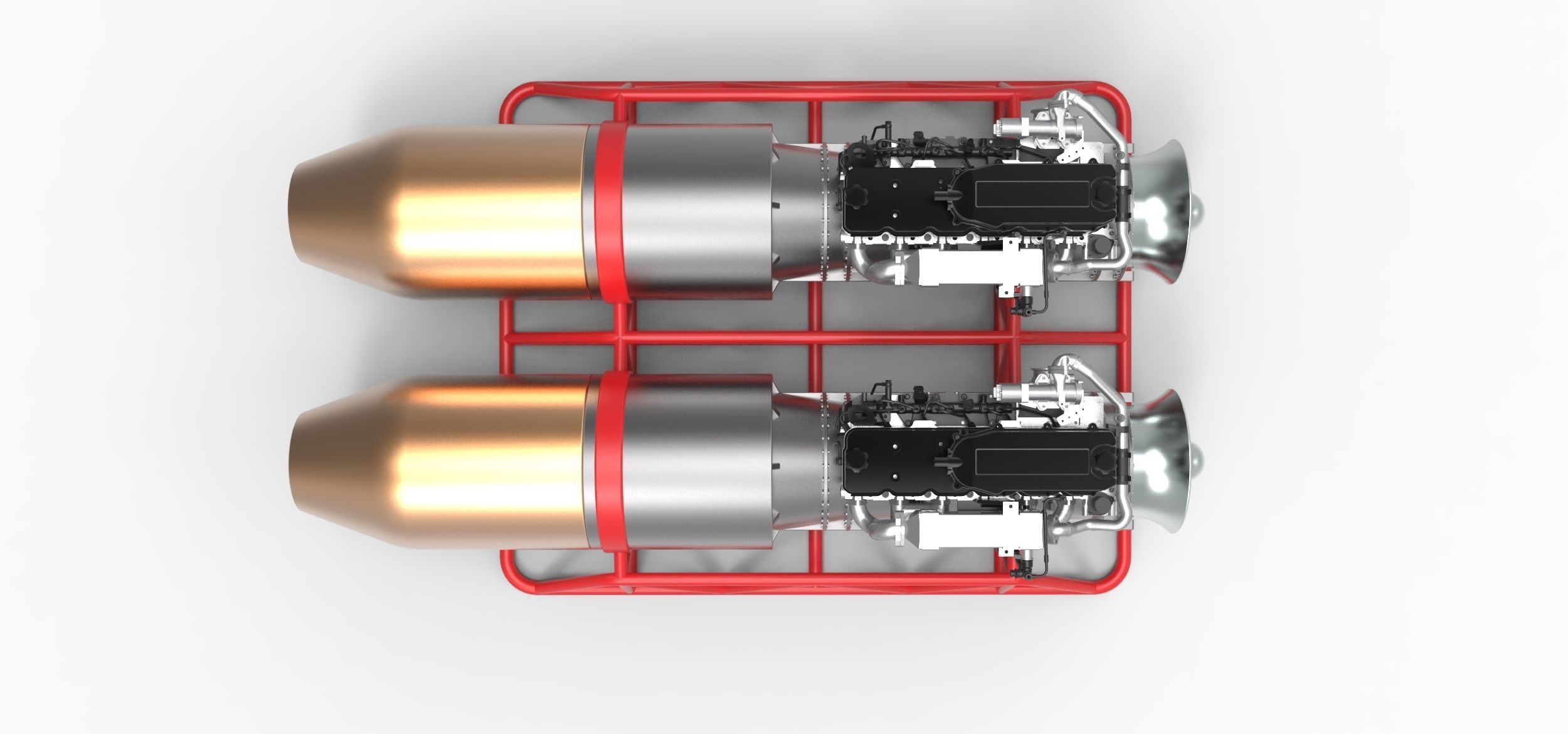 Jet engines with frame 3D model_8