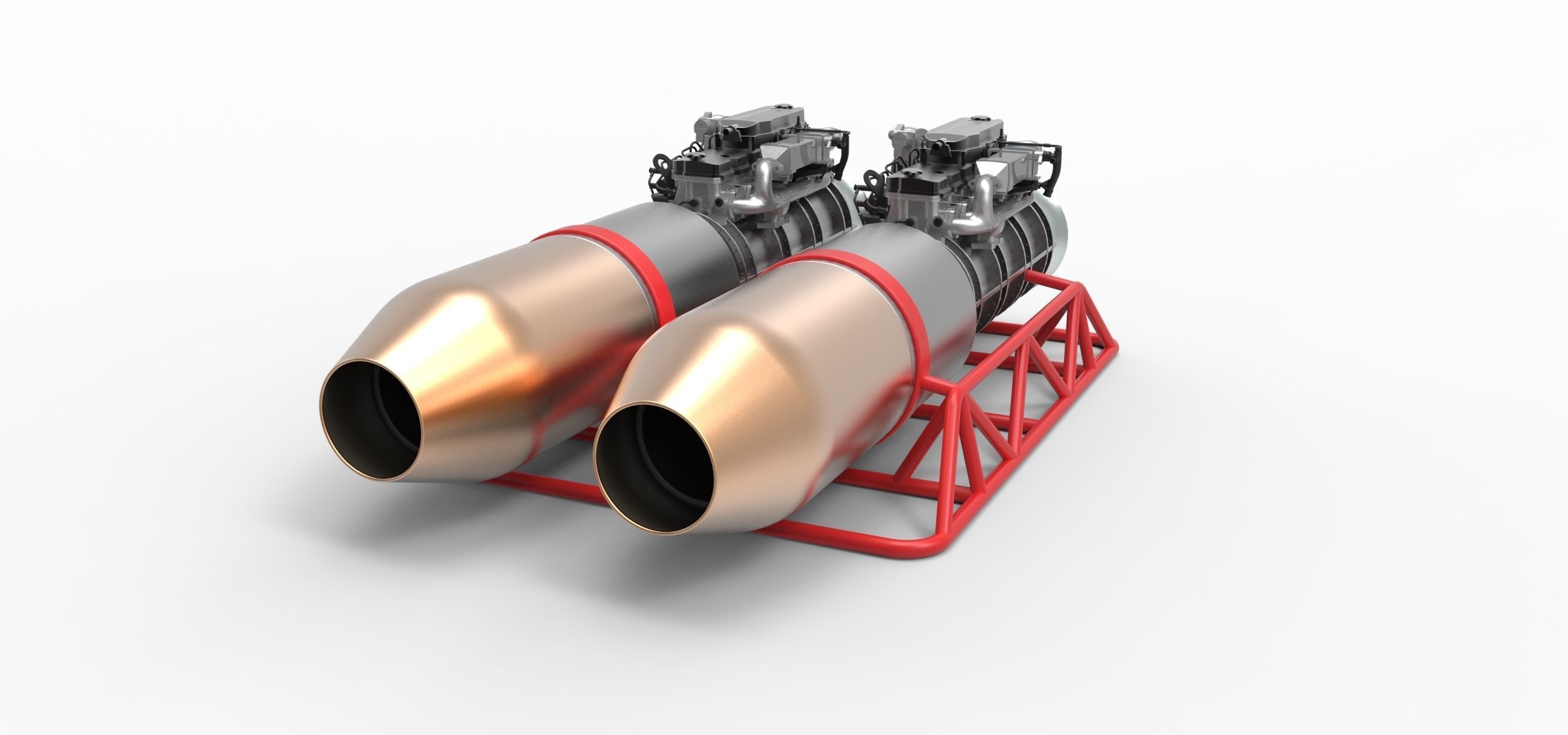 Jet engines with frame 3D model_11