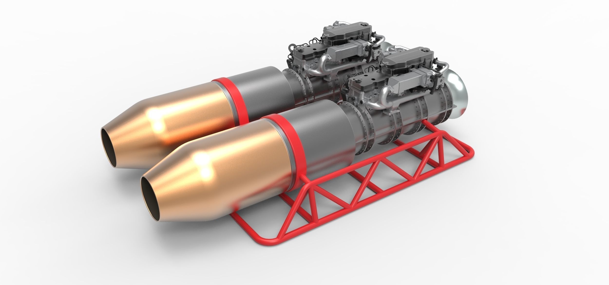 Jet engines with frame 3D model_9
