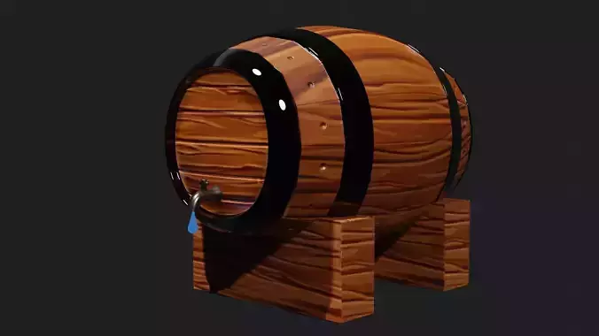 Cartoon Water Barrel with Drip 3D model