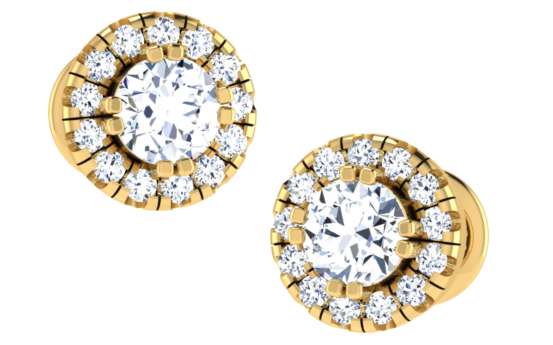 Solitaire pendant-earrings set 3dm stl render detail 3D print 3D print model_4