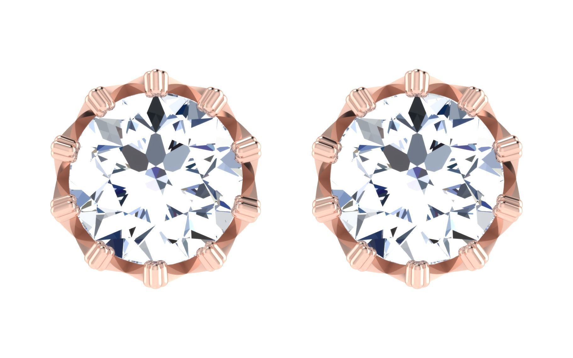 Solitaire pendant-earrings set 3dm stl render detail 3D print 3D print model_12