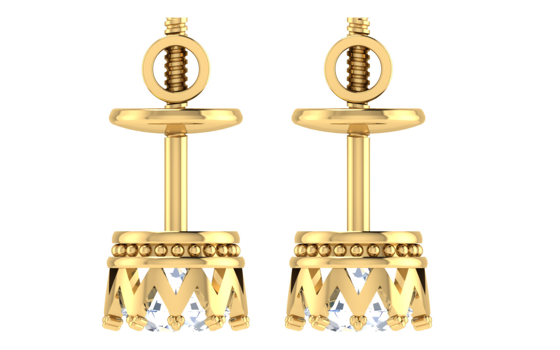 Solitaire pendant-earrings set 3dm stl render detail 3D print 3D print model_7