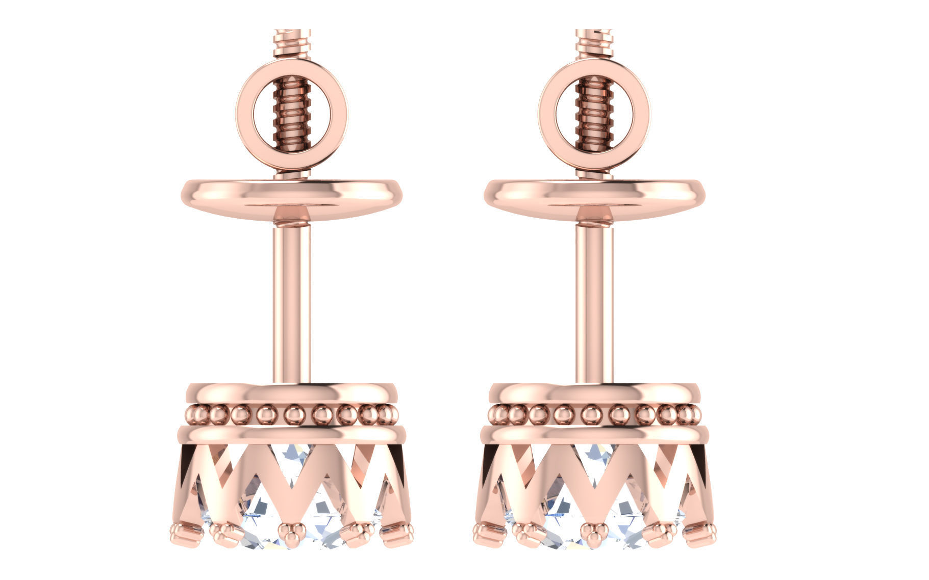 Solitaire pendant-earrings set 3dm stl render detail 3D print 3D print model_15