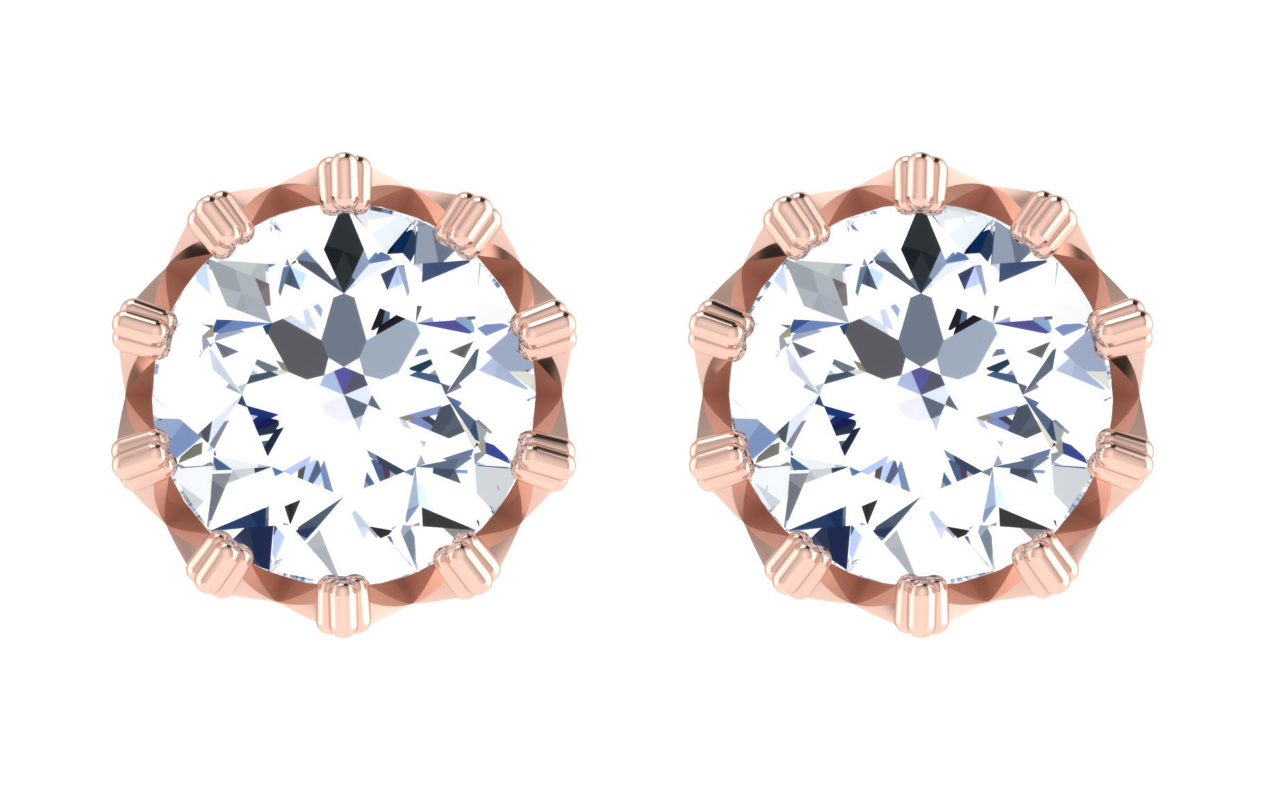 Solitaire pendant-earrings set 3dm stl render detail 3D print 3D print model_11