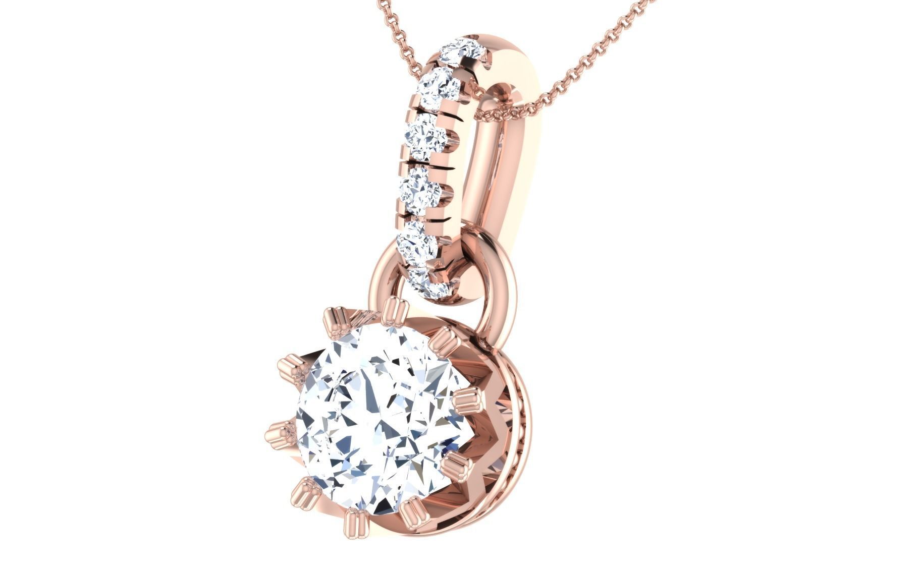 Solitaire pendant-earrings set 3dm stl render detail 3D print 3D print model_32