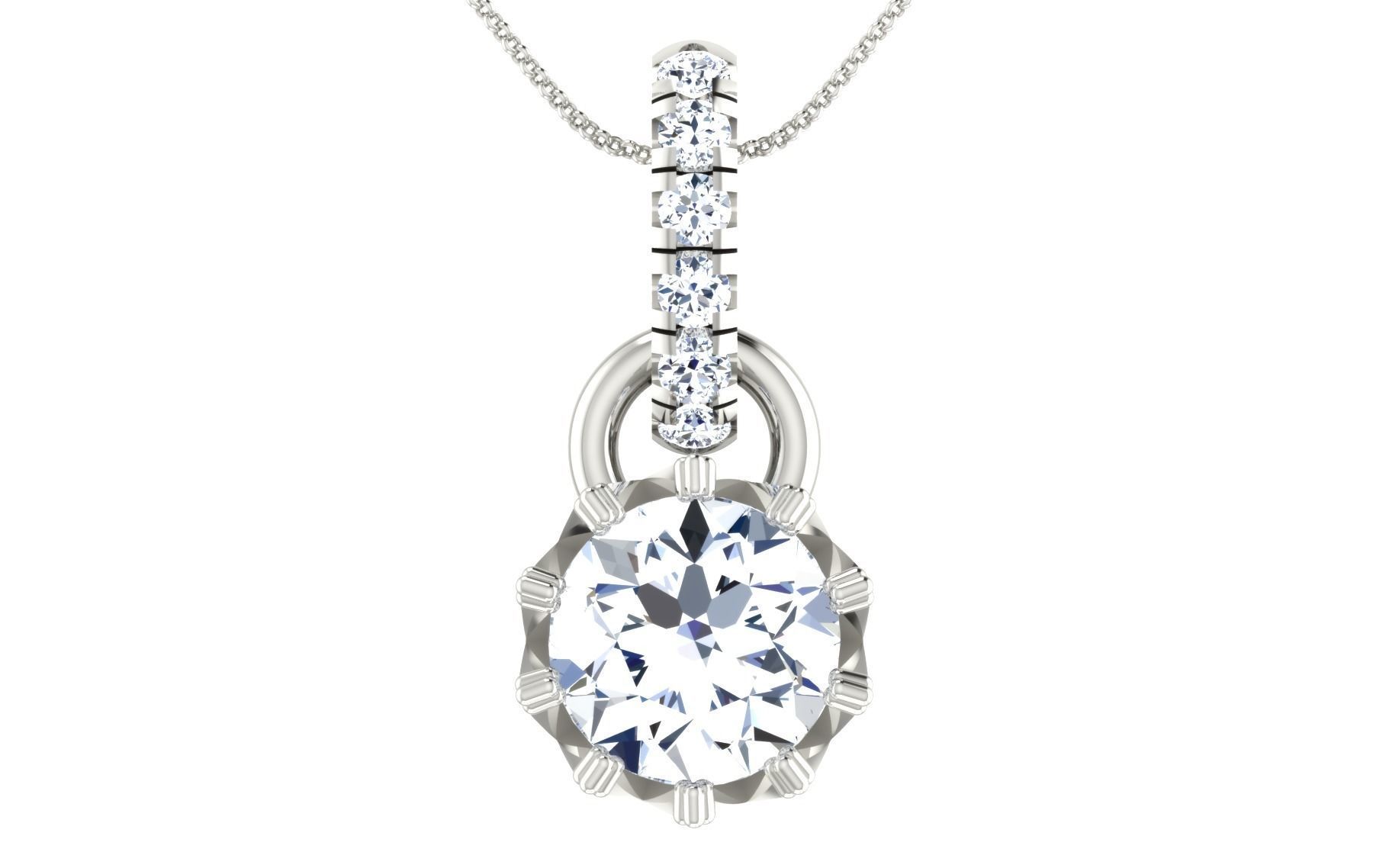 Solitaire pendant-earrings set 3dm stl render detail 3D print 3D print model_45