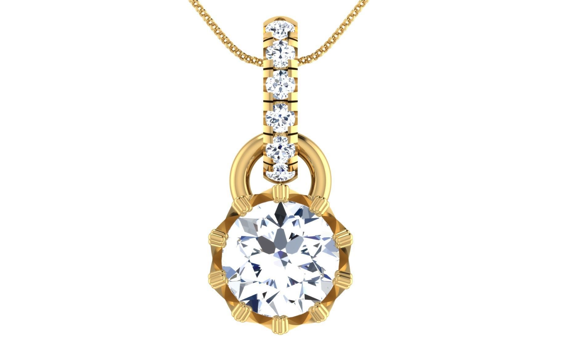 Solitaire pendant-earrings set 3dm stl render detail 3D print 3D print model_27