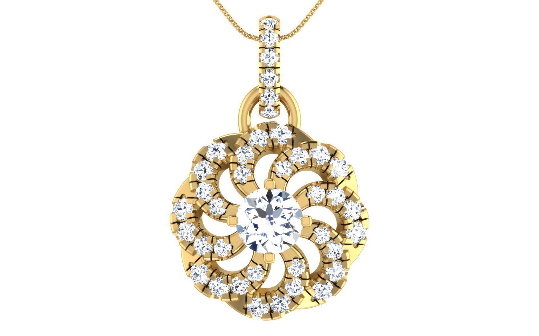 Solitaire pendant-earrings set 3dm stl render detail 3D print 3D print model_27