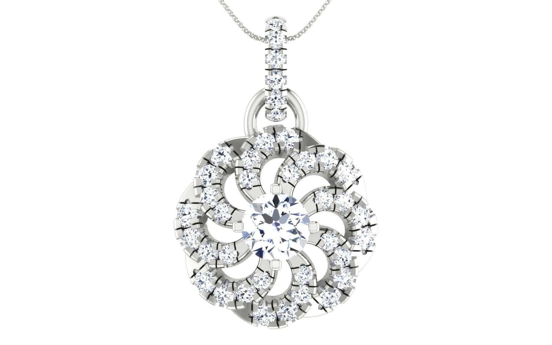 Solitaire pendant-earrings set 3dm stl render detail 3D print 3D print model_43