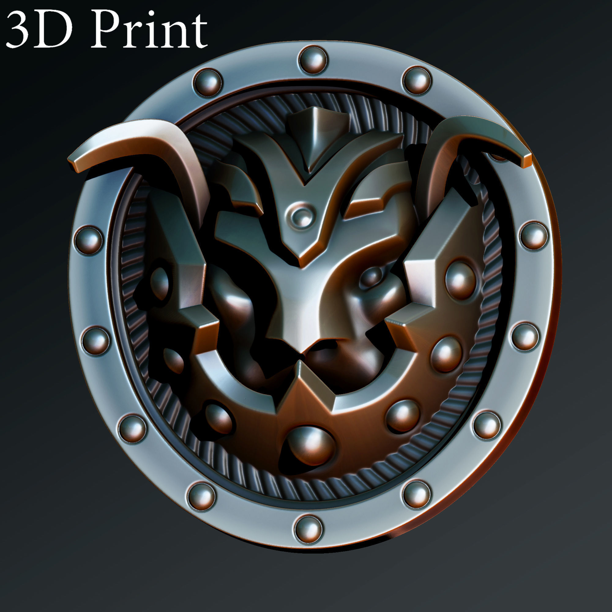 lion shield 3d print Free 3D print model_7