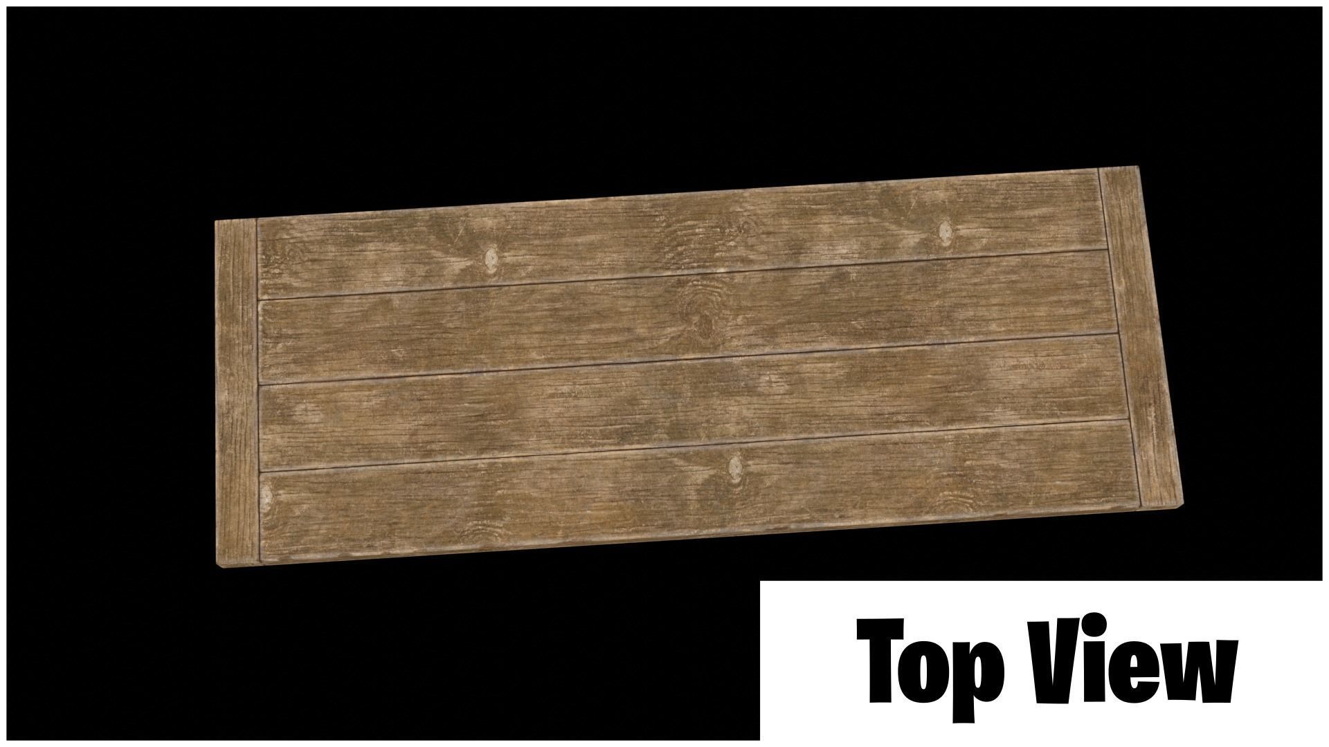 Medieval wooden long table Free low-poly 3D model_5