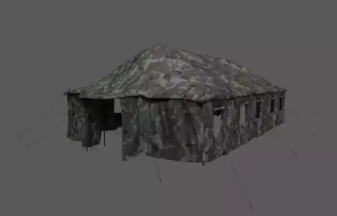 Military Camo Tent Low-poly 3D model