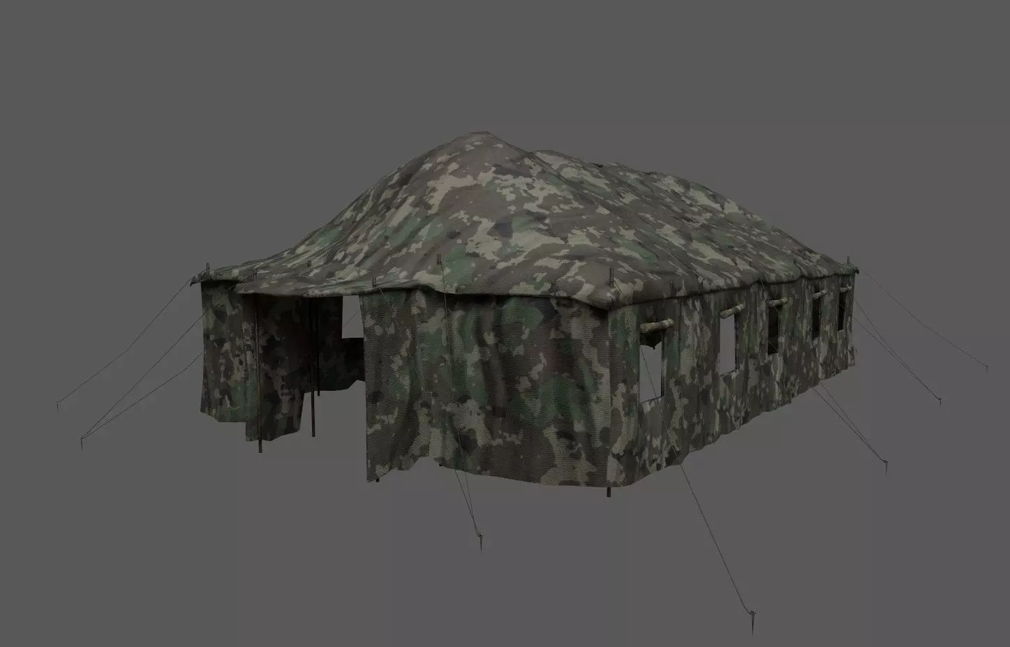 Military Camo Tent Low-poly 3D model