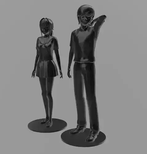 3d anime boy and girl 3D model