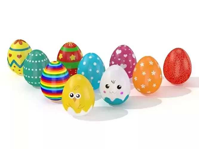 Easter eggs 10 Styles Low-poly 3D model