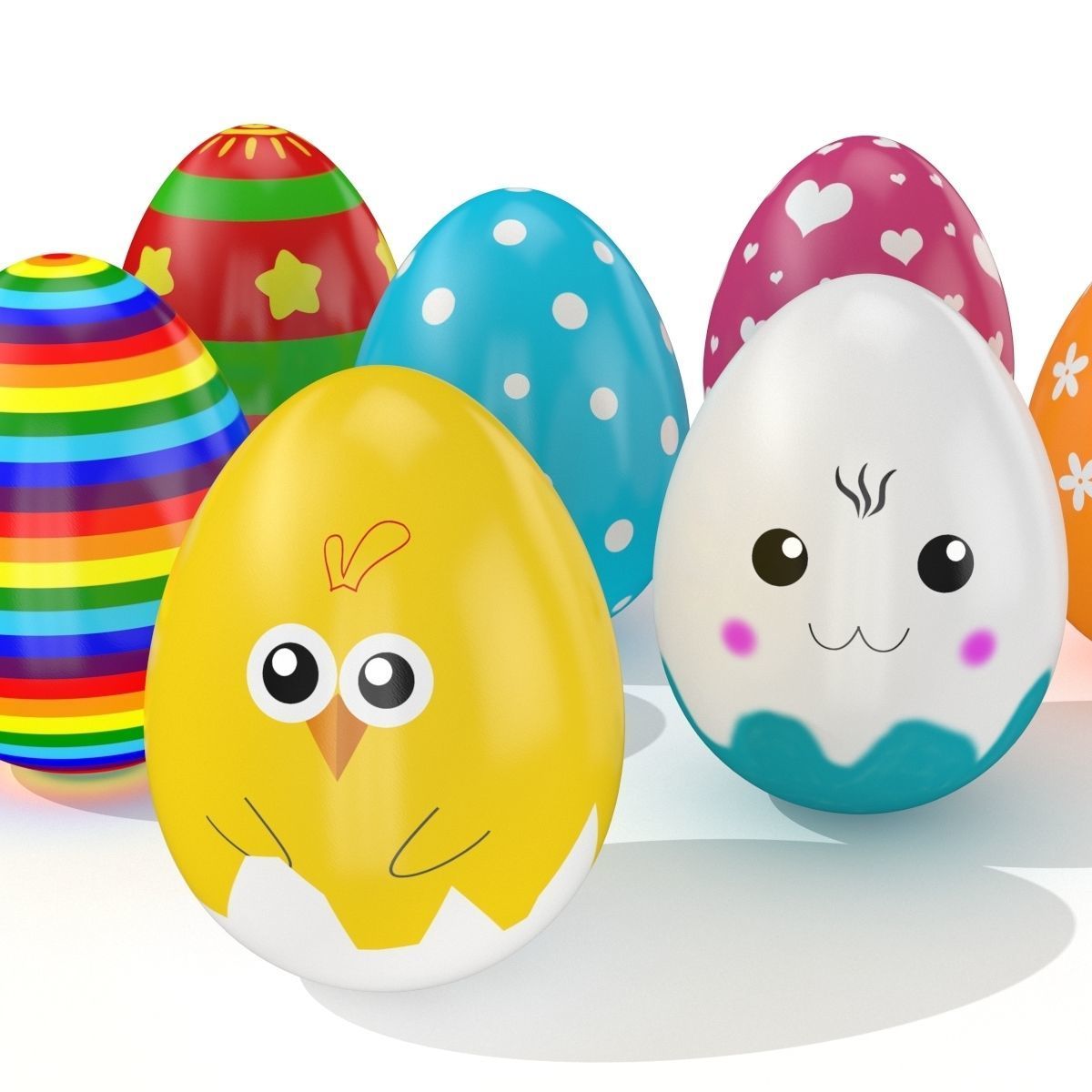 Easter eggs 10 Styles Low-poly 3D model_1