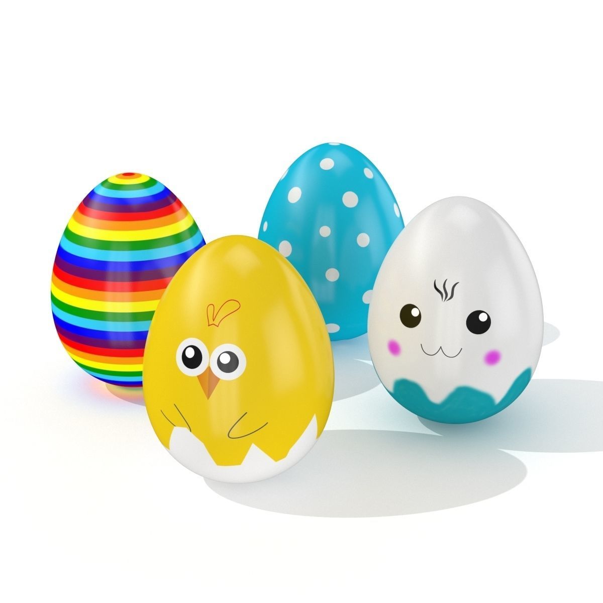 Easter eggs 10 Styles Low-poly 3D model_3