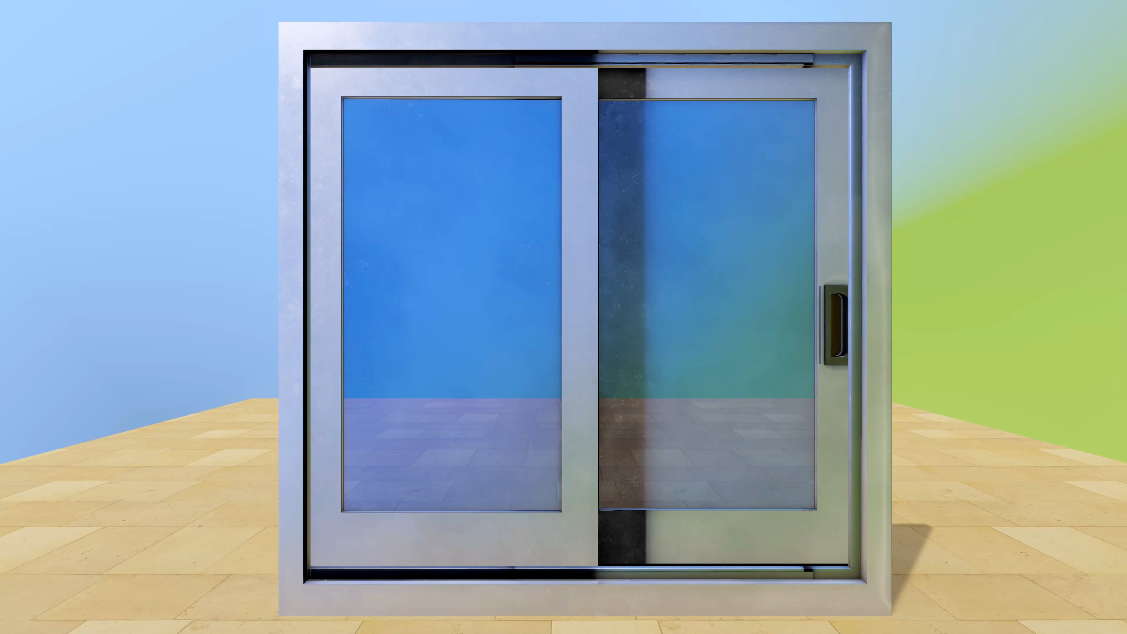 Sliding Door Low-poly 3D model_5