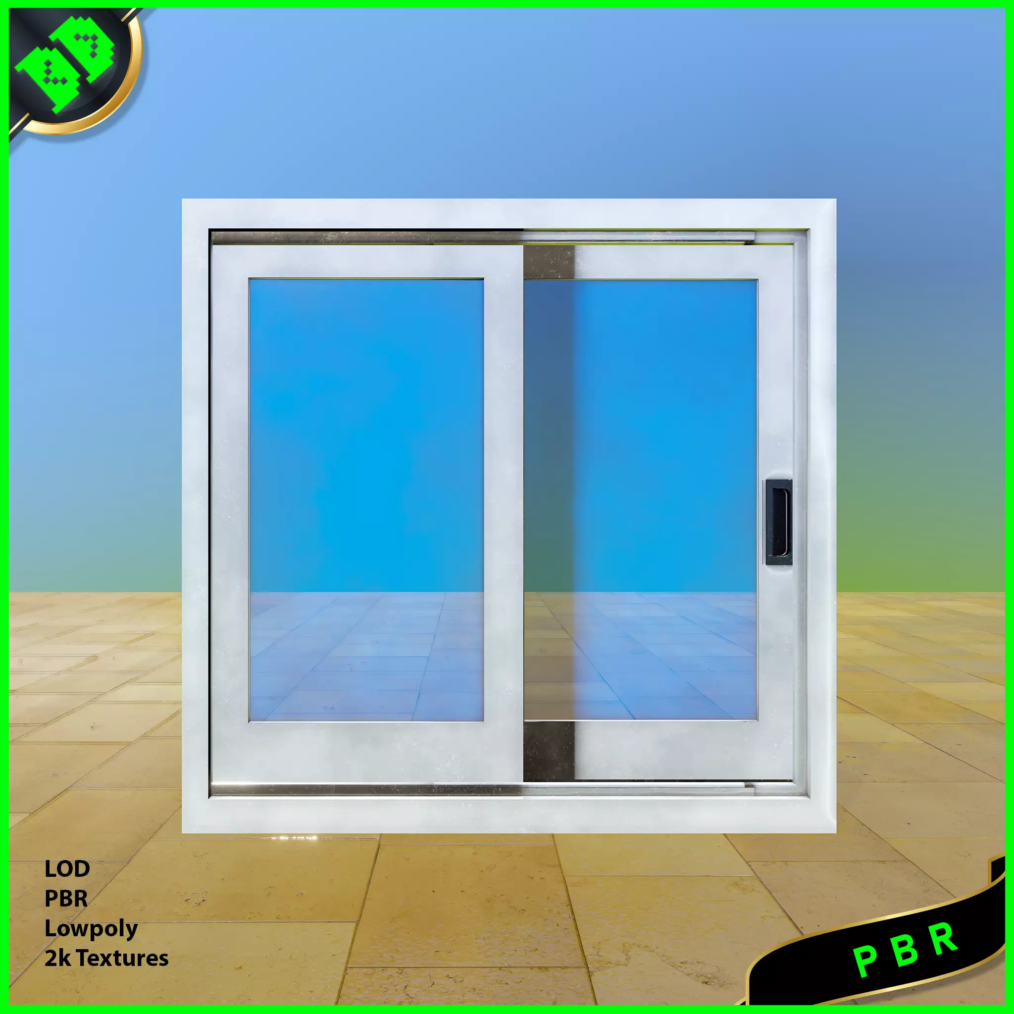 Sliding Door Low-poly 3D model_0