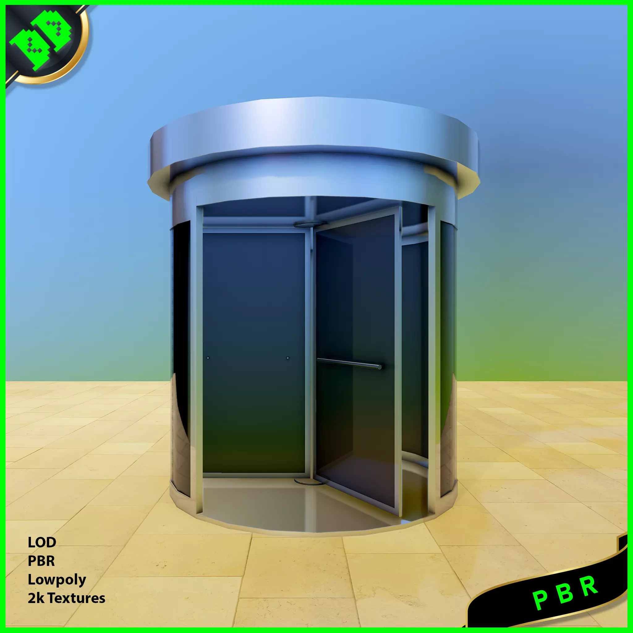 Revolving Door Low-poly 3D model_0