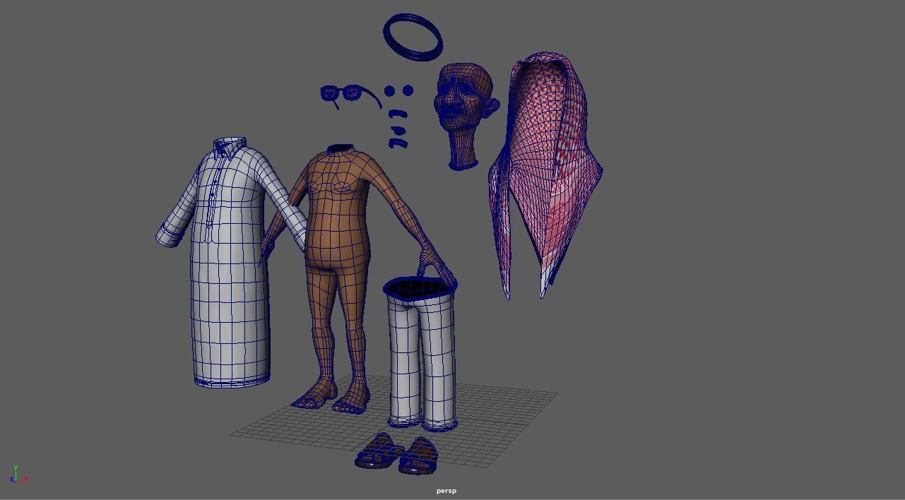 Old Saudi Man Low-poly 3D model_7