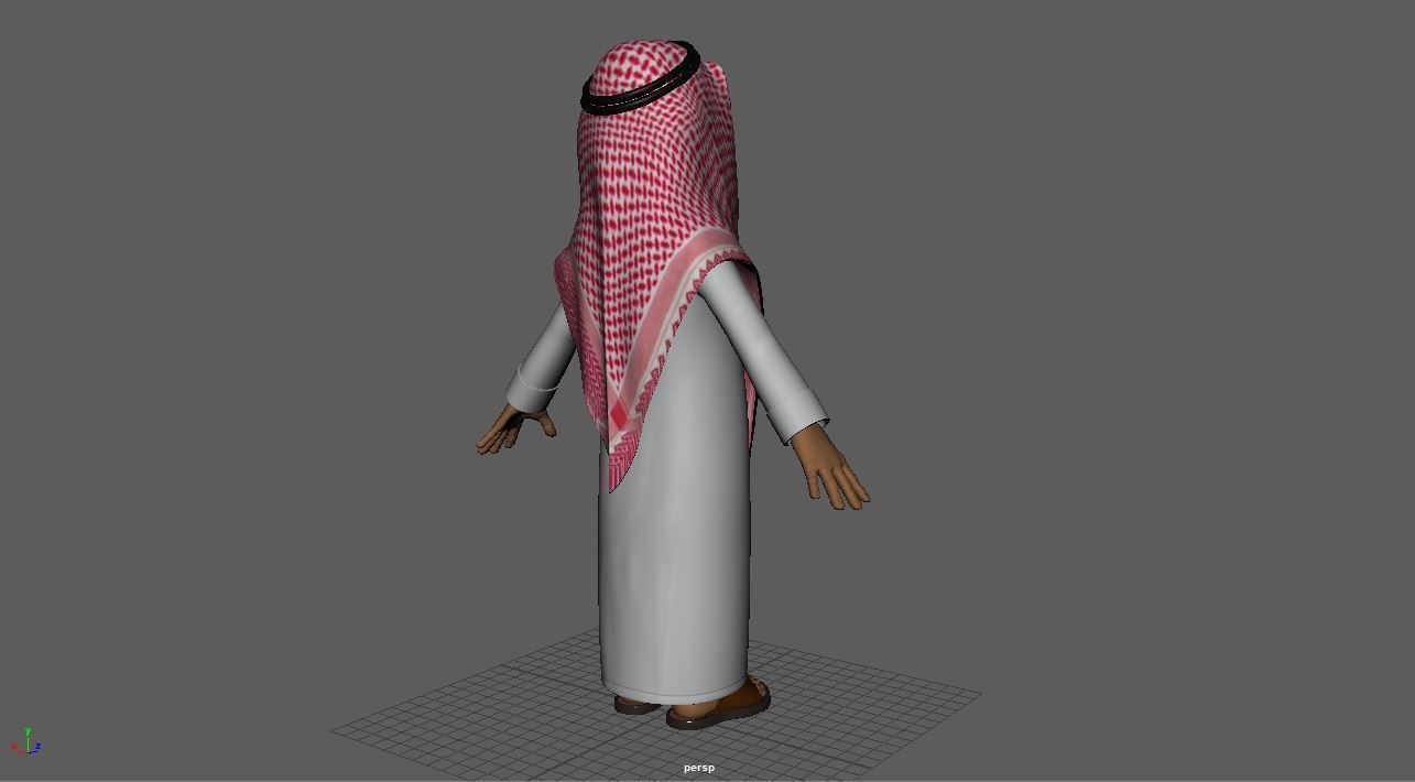 Old Saudi Man Low-poly 3D model_3