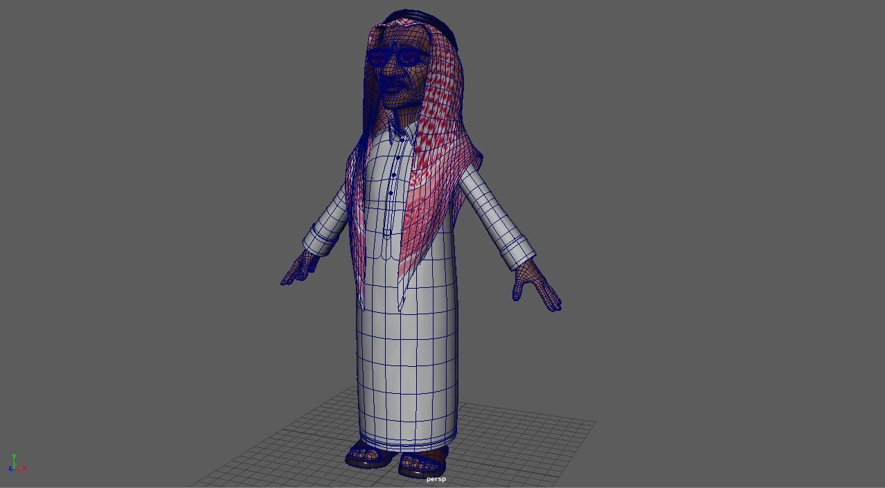Old Saudi Man Low-poly 3D model_1