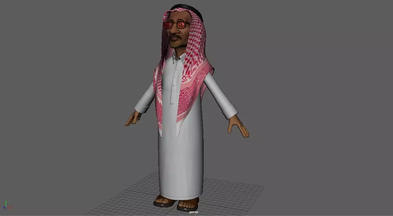 Old Saudi Man Low-poly 3D model_0