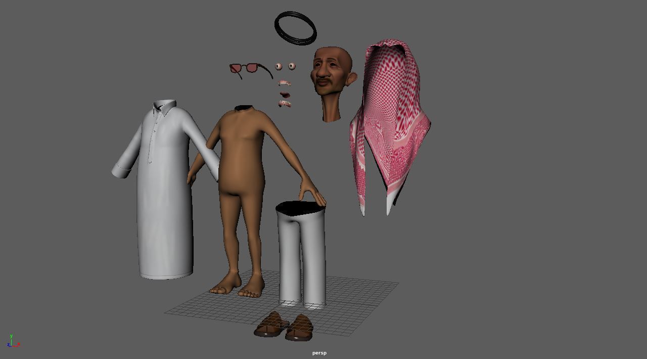 Old Saudi Man Low-poly 3D model_6