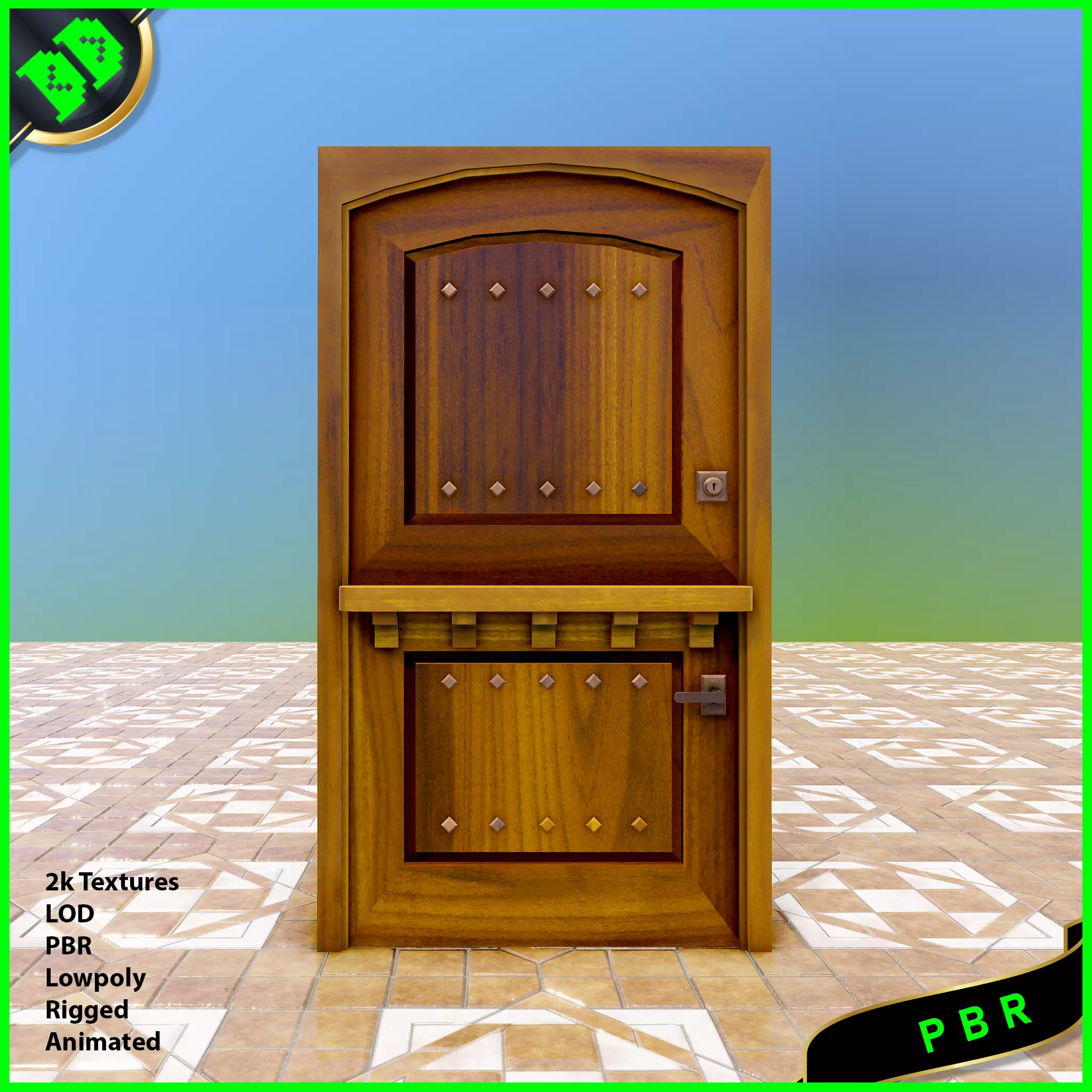 Split Door  Low-poly 3D model_0