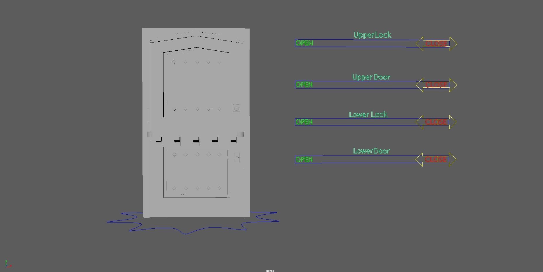 Split Door  Low-poly 3D model_7