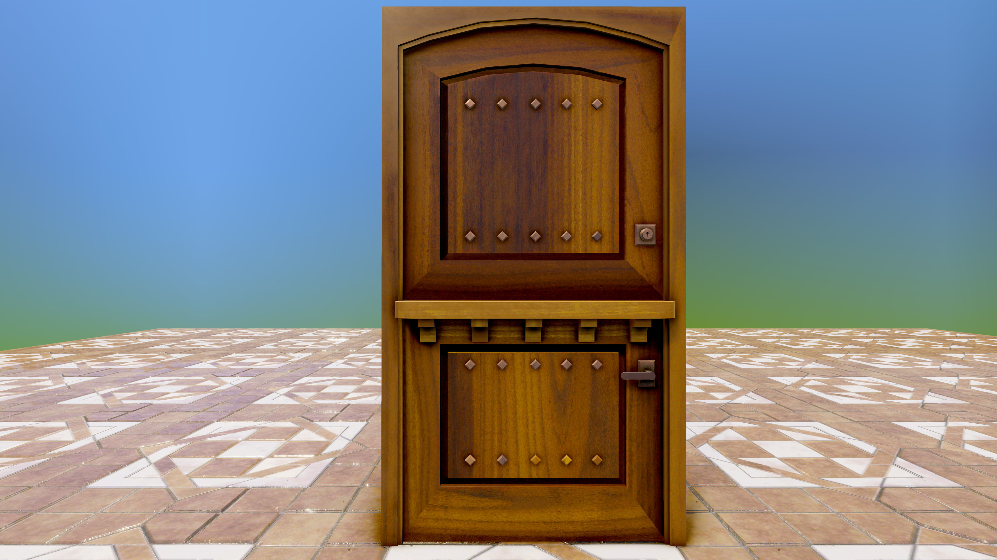 Split Door  Low-poly 3D model_2