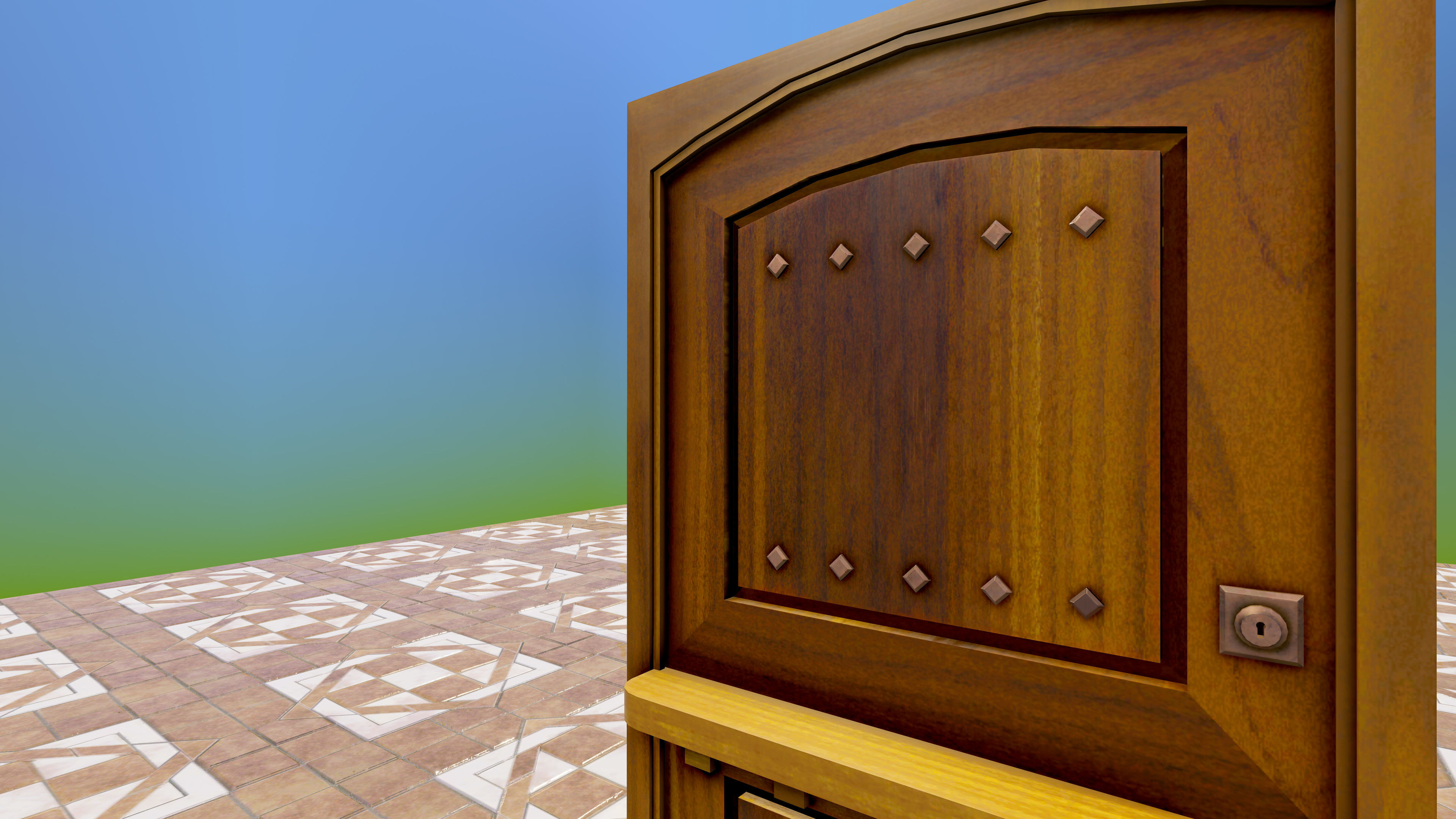 Split Door  Low-poly 3D model_3