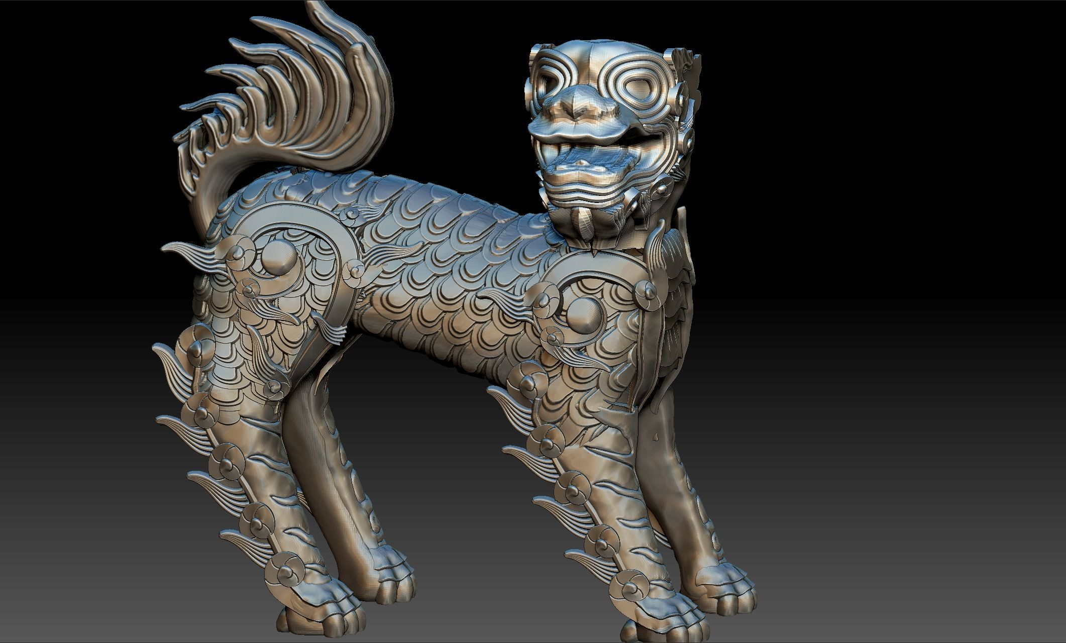 Fu Dog  rock dog statue in viet nam 3D model_7