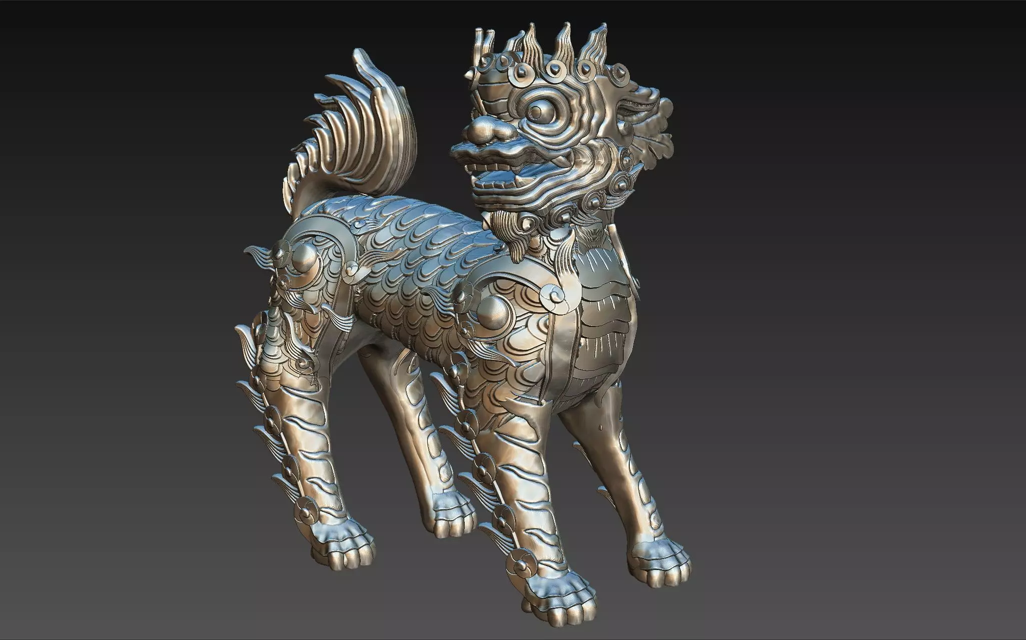 Fu Dog  rock dog statue in viet nam 3D model_0