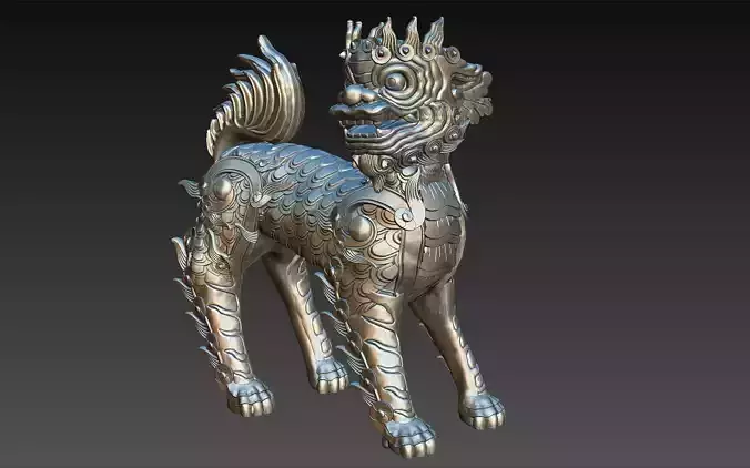 Fu Dog  rock dog statue in viet nam 3D model