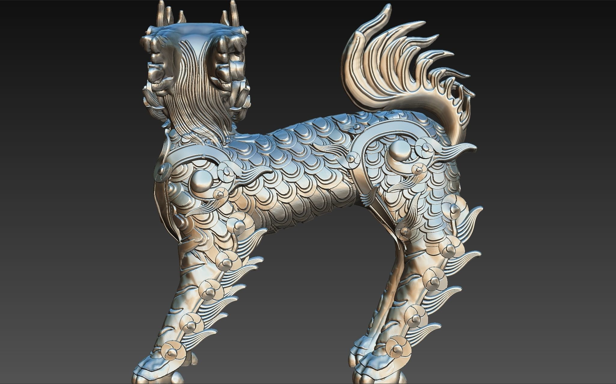 Fu Dog  rock dog statue in viet nam 3D model_1