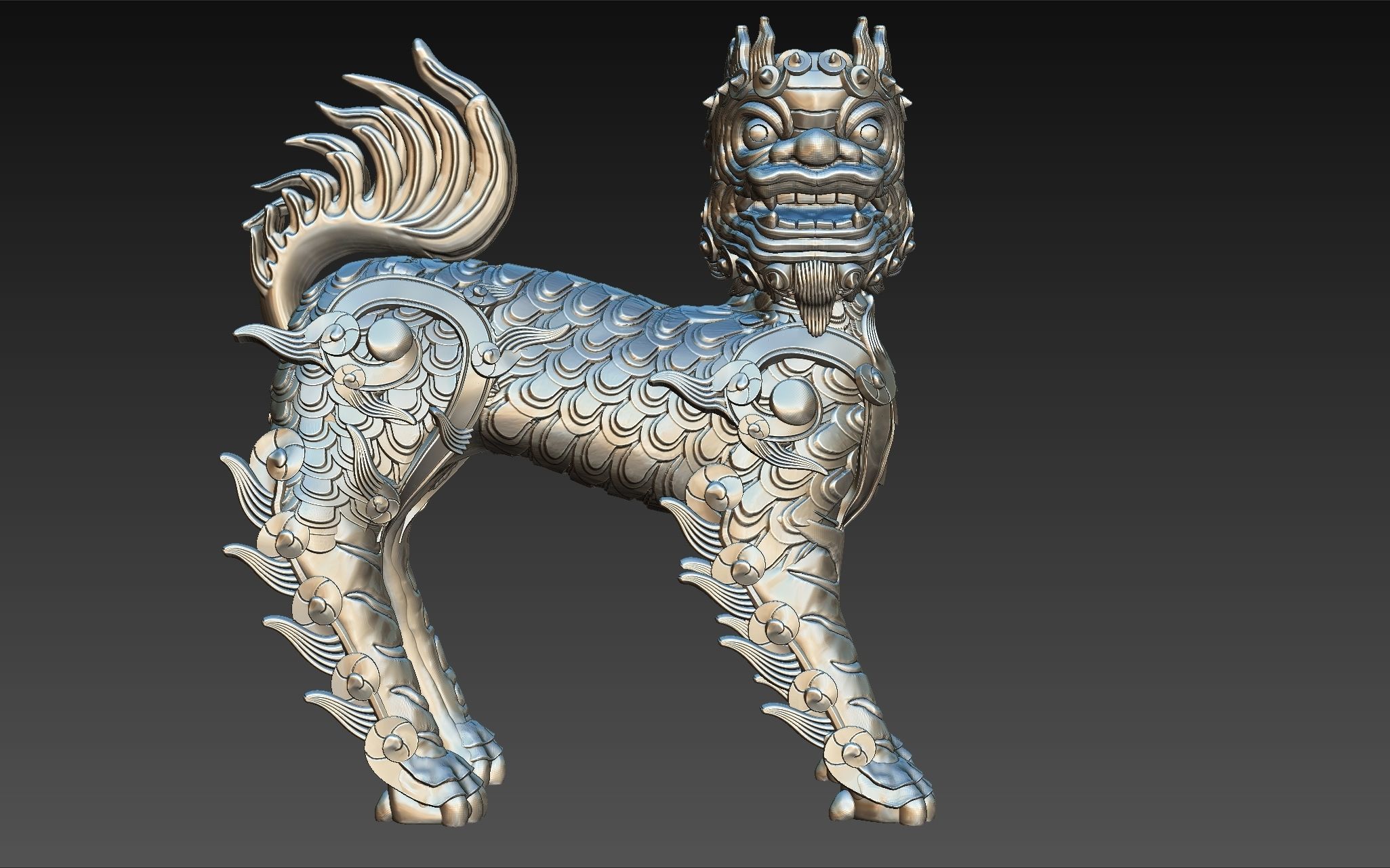 Fu Dog  rock dog statue in viet nam 3D model_2
