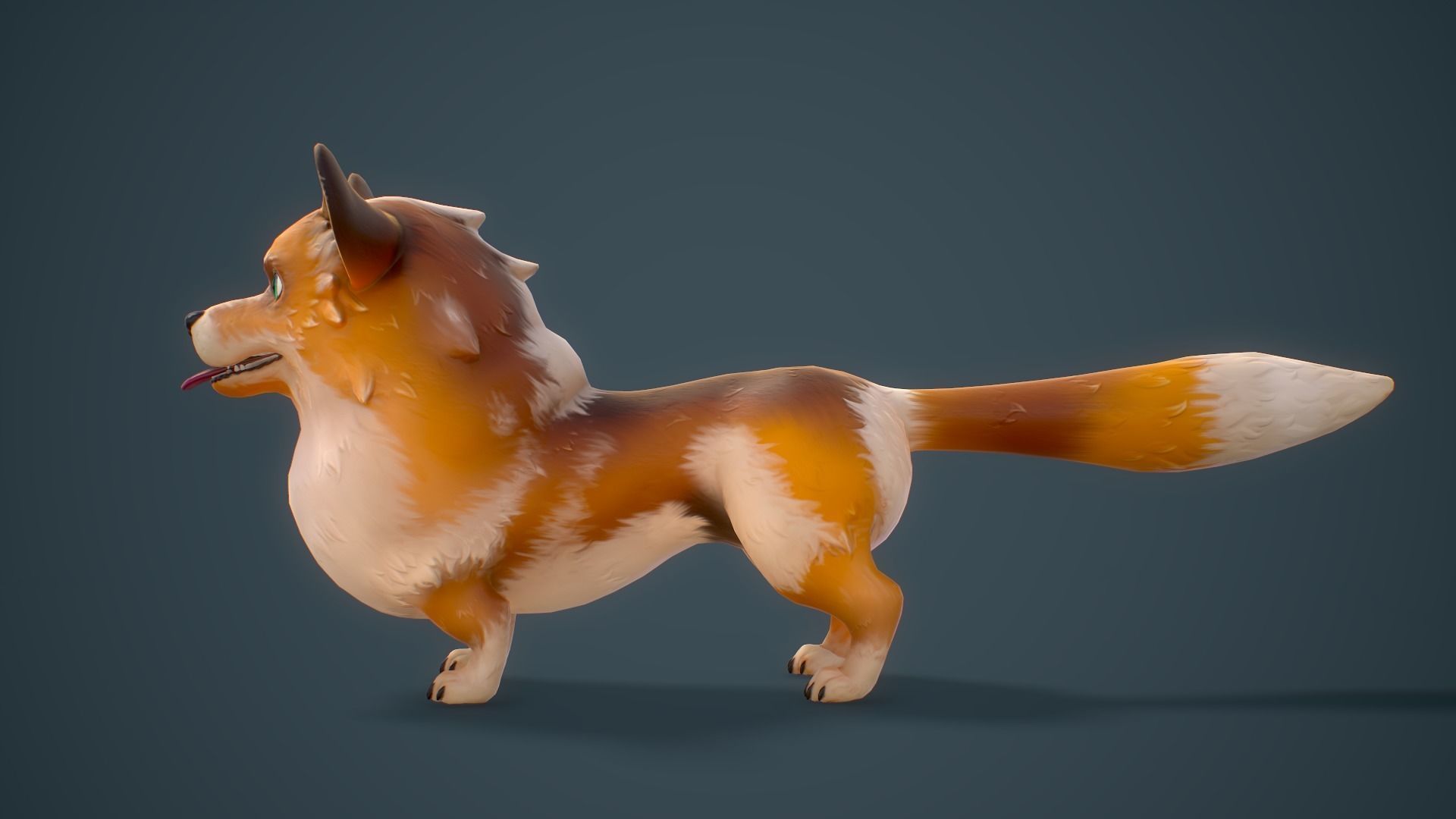 Cartoon Corgi Animated Low-poly 3D model_6