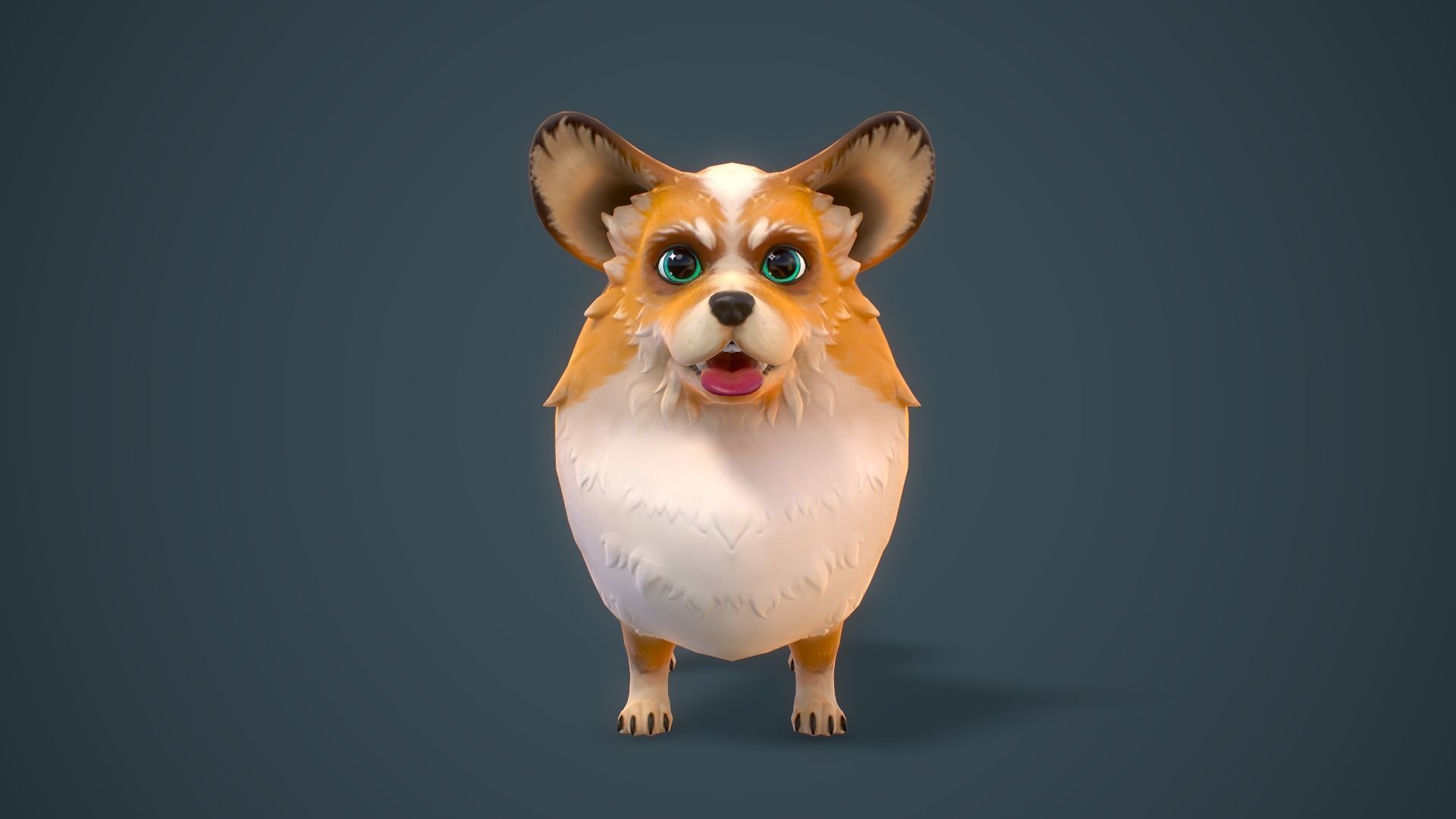 Cartoon Corgi Animated Low-poly 3D model_4