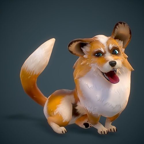 Cartoon Corgi Animated Low-poly 3D model