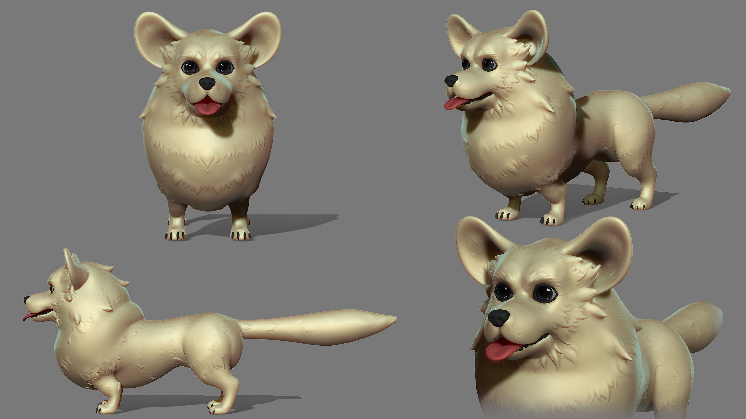 Cartoon Corgi Animated Low-poly 3D model_10