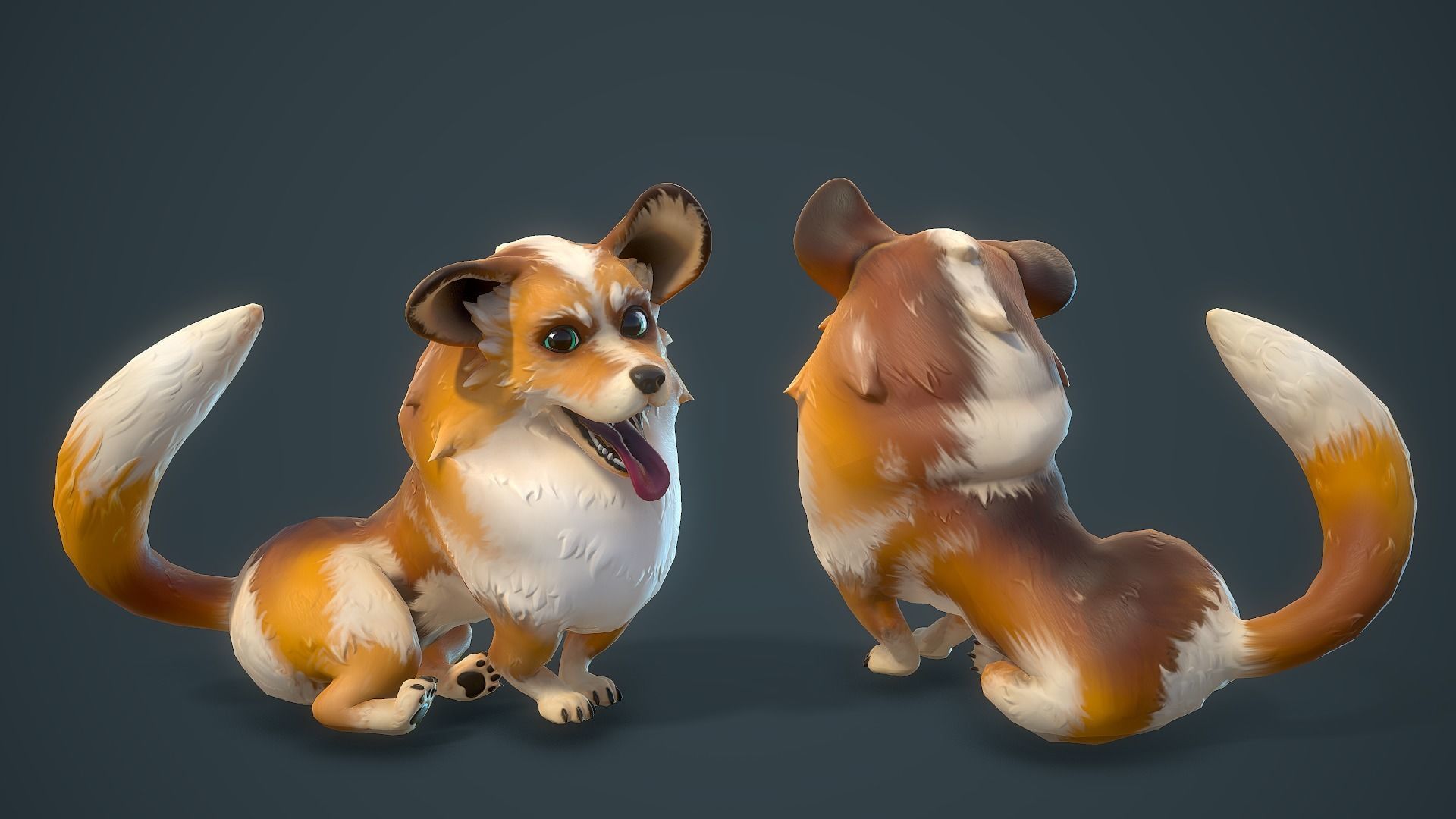 Cartoon Corgi Animated Low-poly 3D model_2