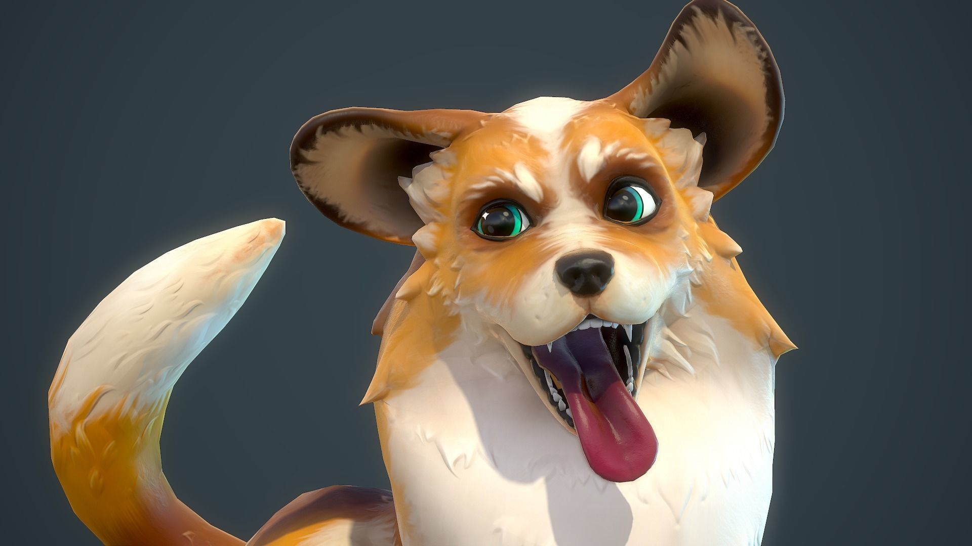 Cartoon Corgi Animated Low-poly 3D model_3
