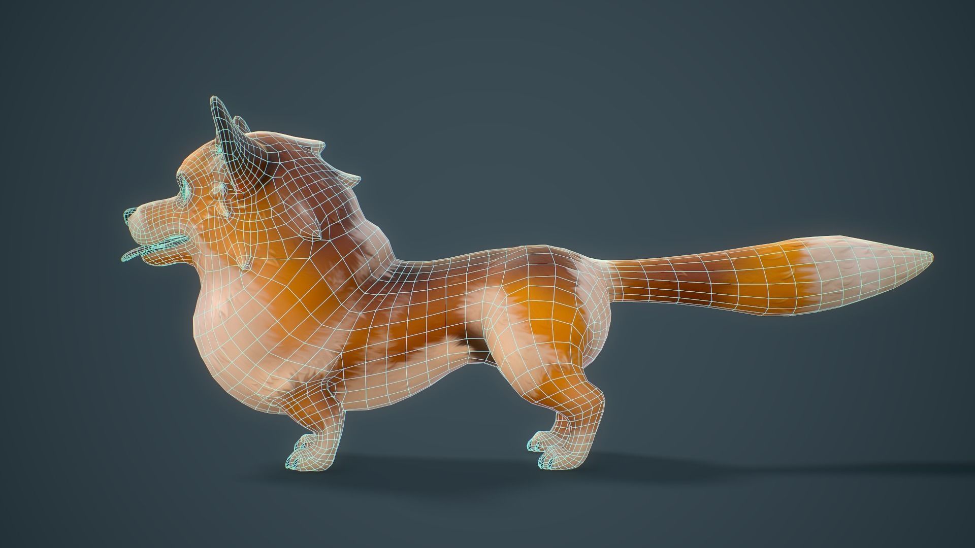 Cartoon Corgi Animated Low-poly 3D model_7