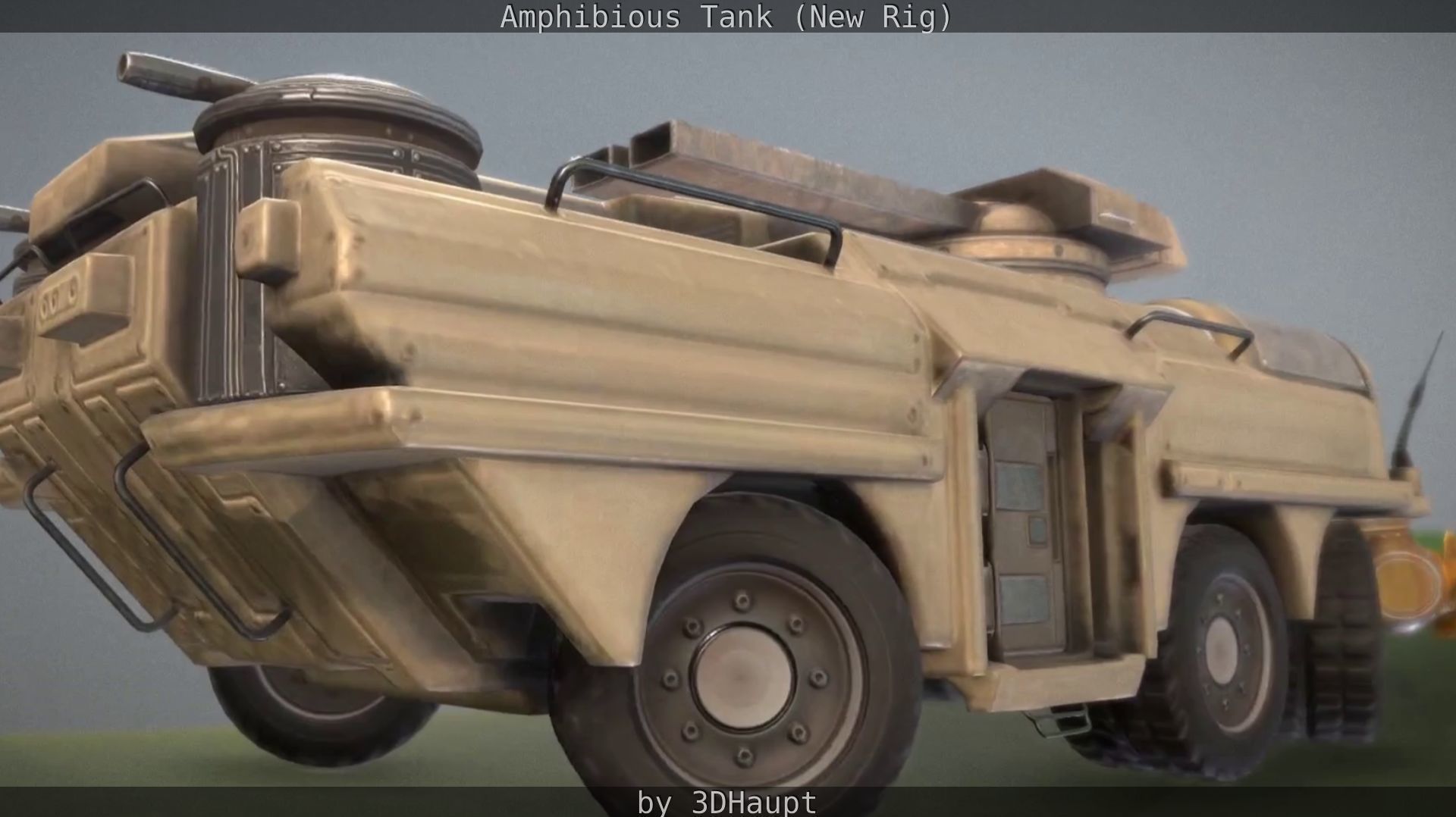 Amphibious Tank New Rig  Free low-poly 3D model_4