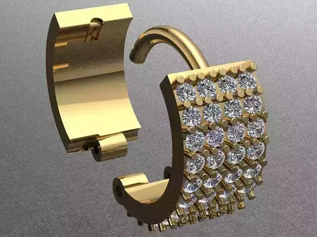 Diamond Golden One Hoop Earring